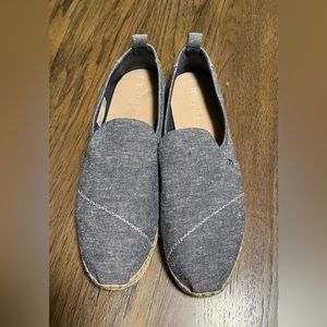 TOMS Espadrilles, denim chambray, size Womens 10 M.